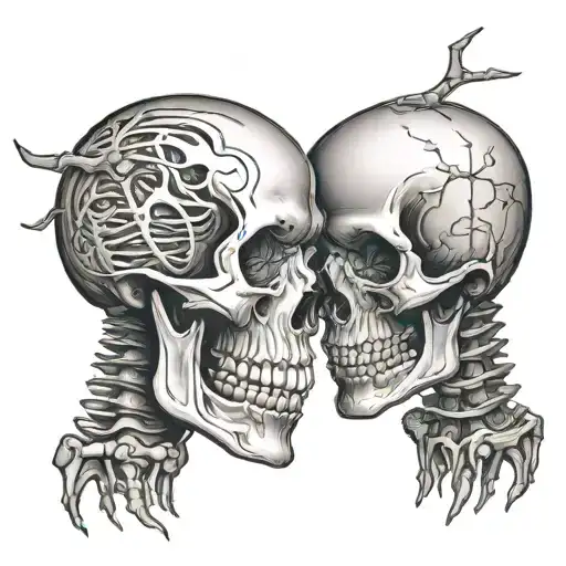 Skeleton Holding Each Other