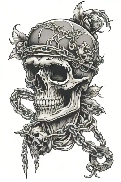 Skull And Chain On Sleeve