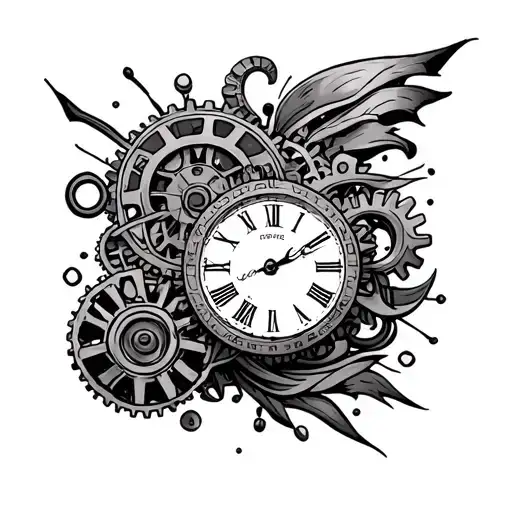 Forearm Sleeve With Clock And Gears Intertwined