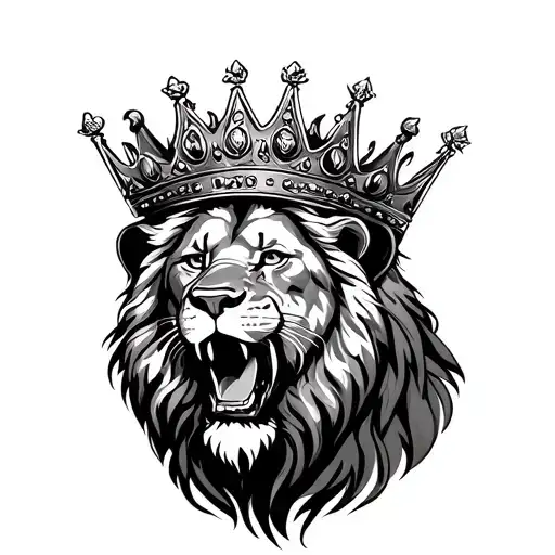 Lion Wearing A Crown Roaring Lion