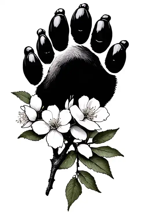 Dog Paw Cherry Blossom Branch