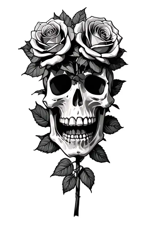 Skeleton Giving Roses Blooming