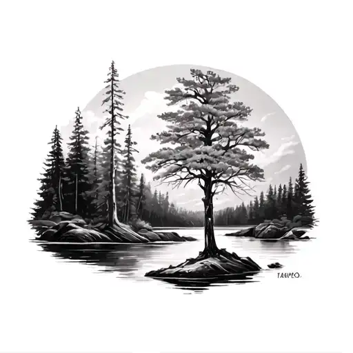 Aspen Tree With River