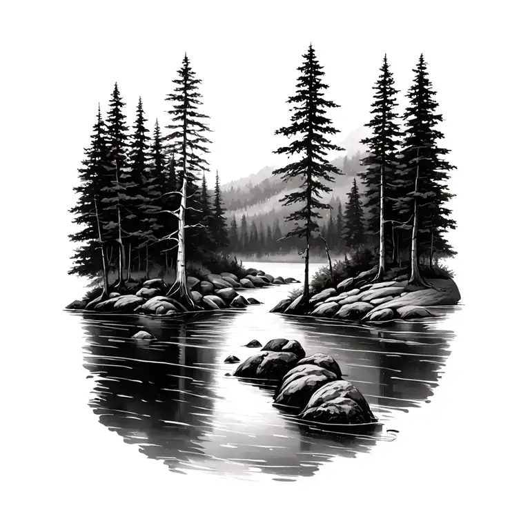 Aspen Tree With River