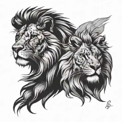 Lion And Egal Face