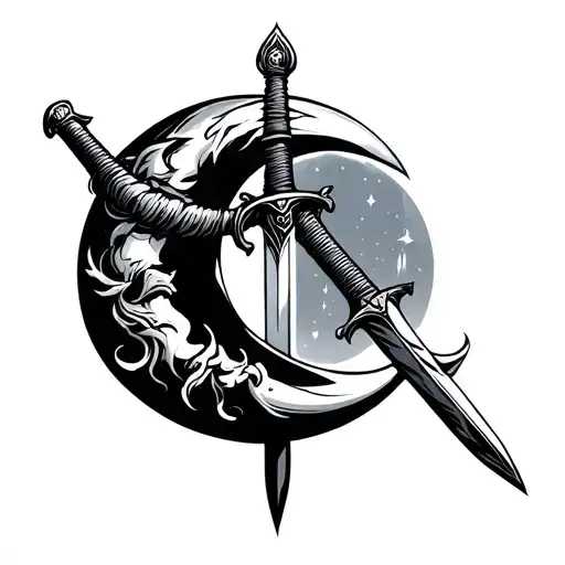 Crescent Moon With A Sikh Sword Wrapped