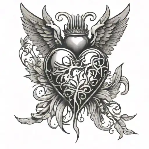 Sacred Broken Heart With Wings