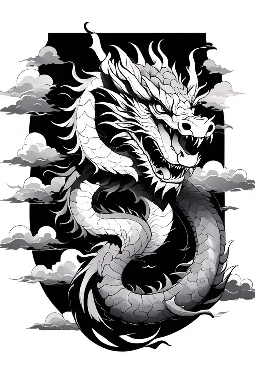 Asian Dragon And Clouds