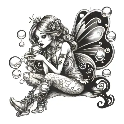 Whimsical Fairy Blowing Bubbles