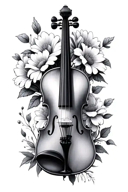 Violin Flowers Blooming
