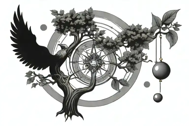 Tree Of Life With Wheel Of Fortune Tarot Card