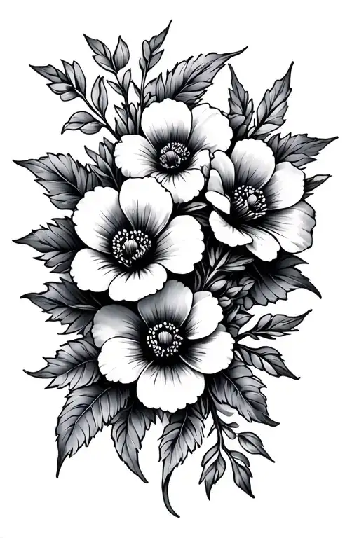 Multiple Black Flowers Intertwined