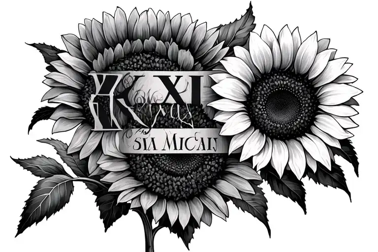 Roman Numeral And Name With Sunflowers