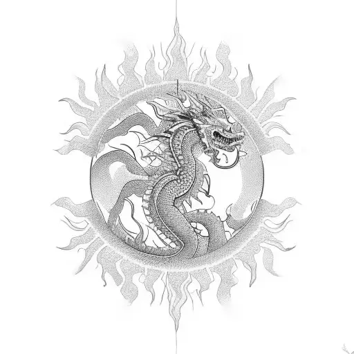 A Graceful Sun With Intricate Dragon Scales