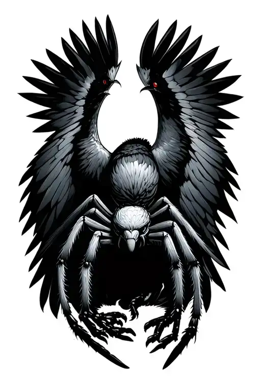 Black Widow Spider Crawling With German War Bird