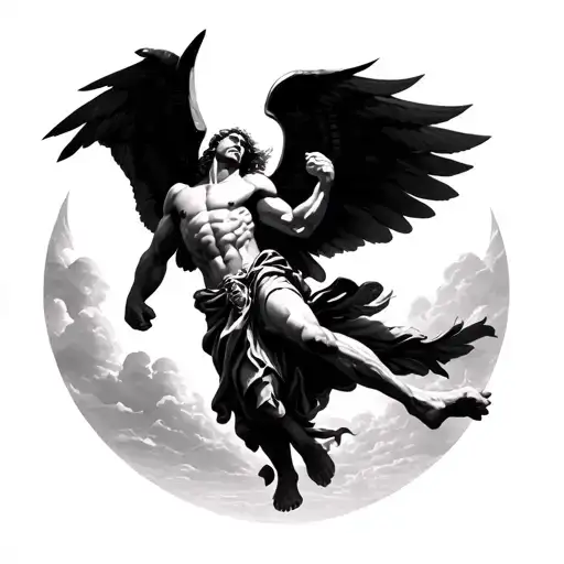 Greek Mythology Icarus Falling From Sky And Thor