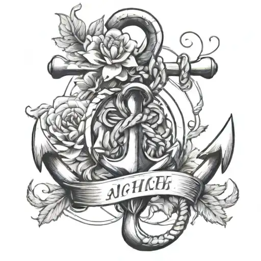 Anchor Intertwined By A Flower