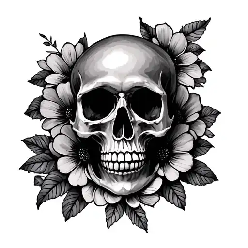 Bisexual Pansexual Pride Tattoo Flowers And Skull