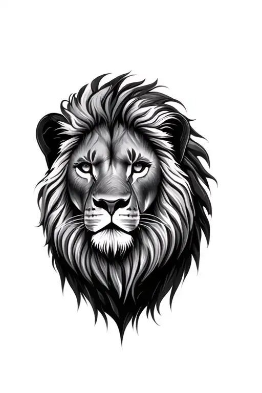 Black And White Realistic Lion Head