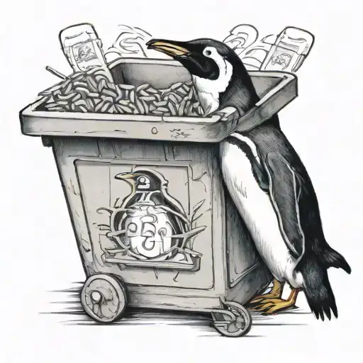 A Penguin In A Bin Tripping On Acid