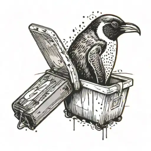 A Penguin In A Bin On Acid Colors With Space