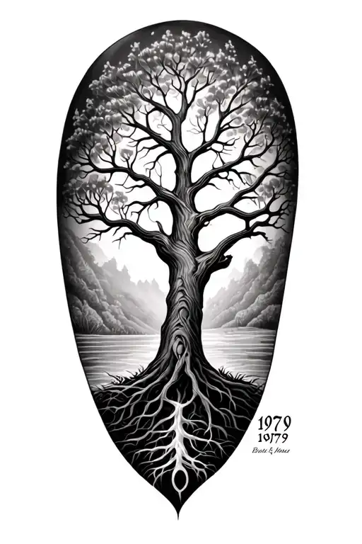 Tree Of Life Birth Year 1979 On Men's Upper Arm