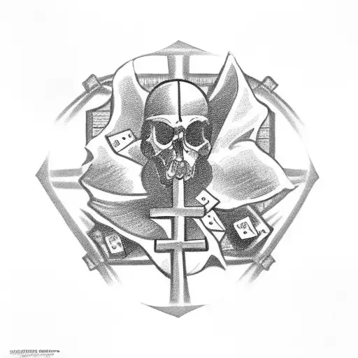 Italian Card Game And A Cross Wich Represents A Deceased Person