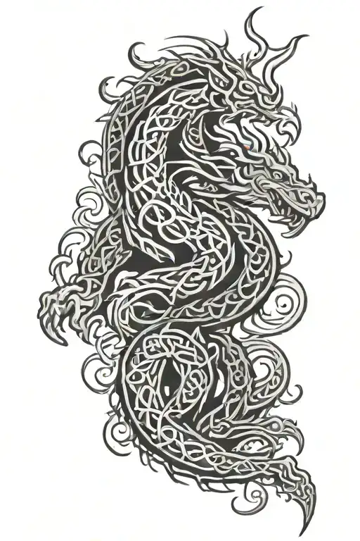 Celtic Draggon Incorporated Within Celtic Lines