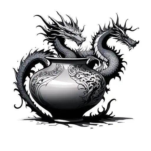 Vase With Dragon Coming Out Of It