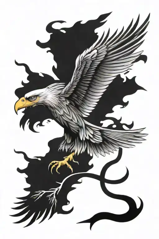 Human Body Includ Lines And Flying Eagle