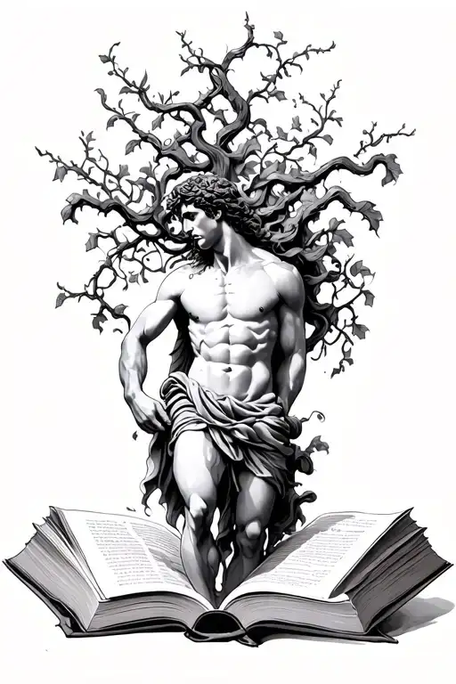 Open Book With Achilles And Vines Coming Out