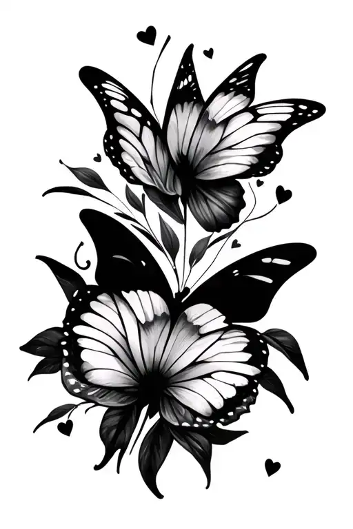 Hand Tattoo Butterfly Hearts Lilly's