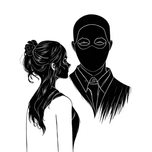 Outline Of Father And Daughter No Face