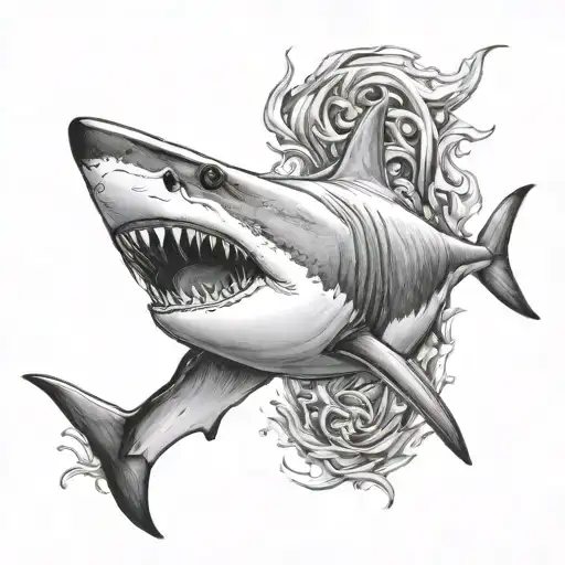 Realistic White Shark Tattoo Design