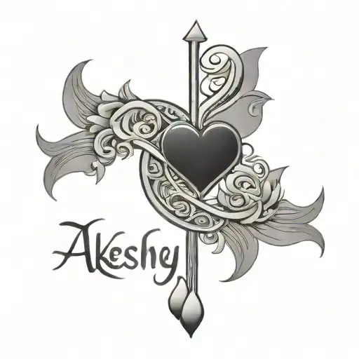 Akeshya Keerthi Name Tattoo Design With Heart And Moon