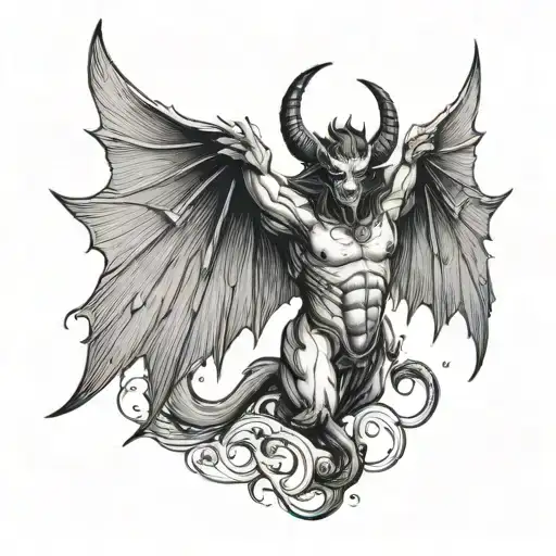 Half Angle Half Demon With Wings Spread