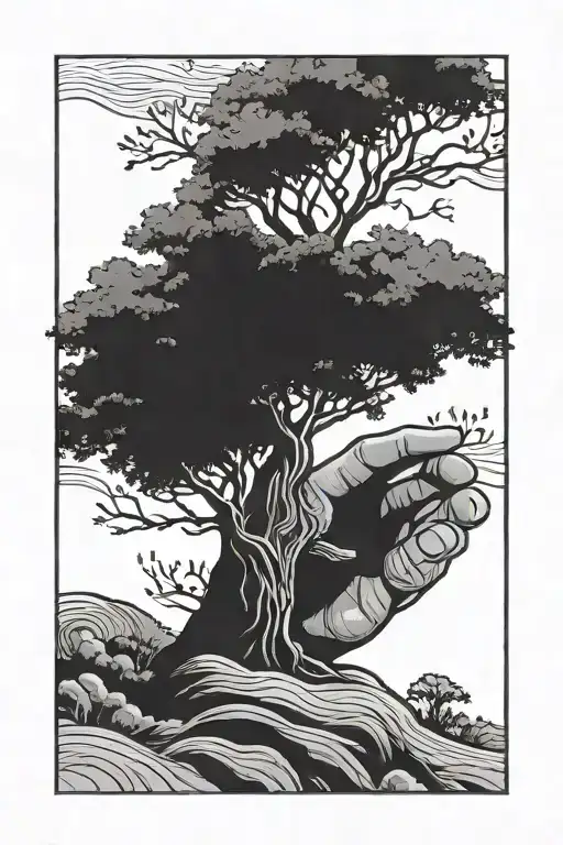 Hand Holding A Tree