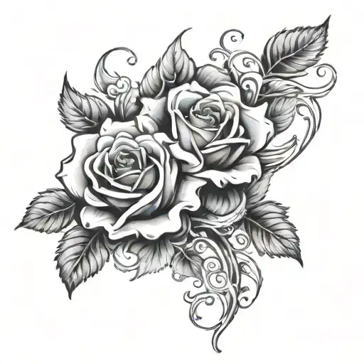 Brook Waterway And Rose Intertwined