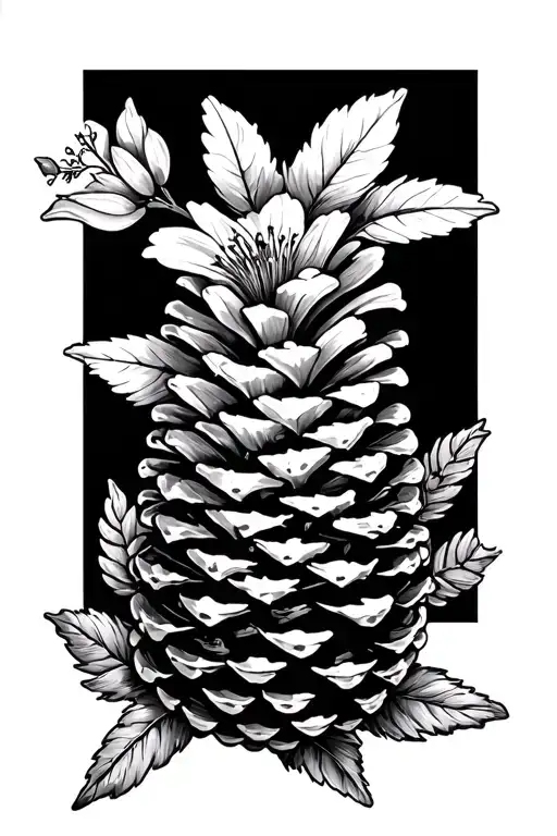 Pine Cone And Flowers