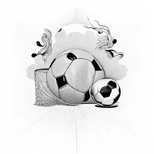 A Surreal Artwork Featuring A Soccer Player And A Magician