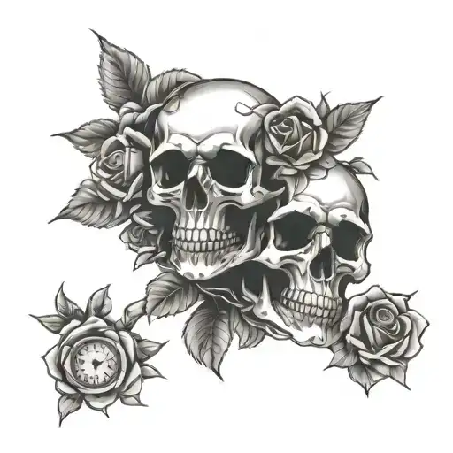 Skull Roses And Time