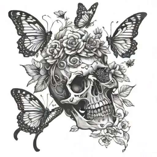 Skeleton Fingers With Butterflies Surrounding