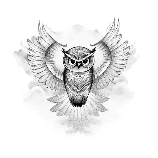 Owl With Wings And With Music Symbols Or Notes On The Wings