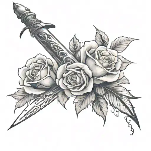 Dagger And Rose Tatto Sword Realistic