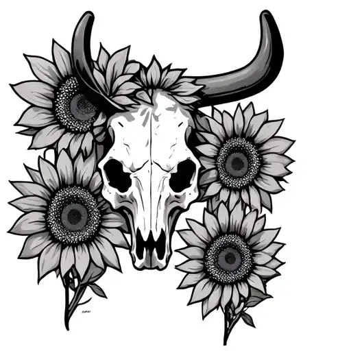 Cactus Cow Skull Sunflower Western Style Upper Arm