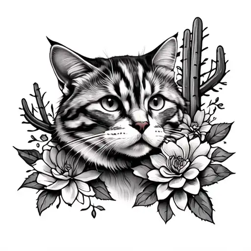 Western Style Upper Arm Tattoo With Catus