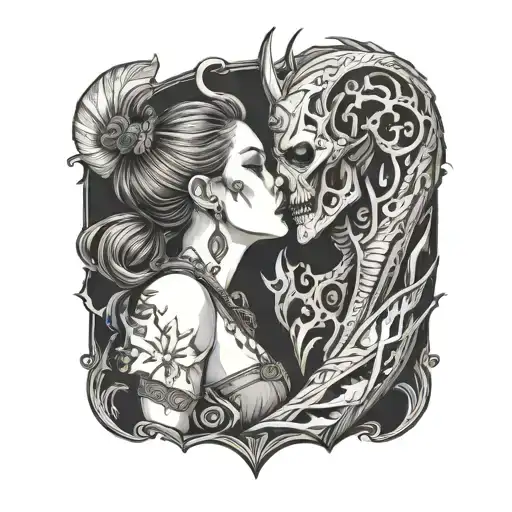 Diablo And Girl Kissing Each Other