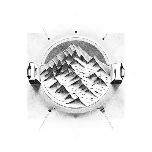 A Camera Lens With A Mountain Range Inside