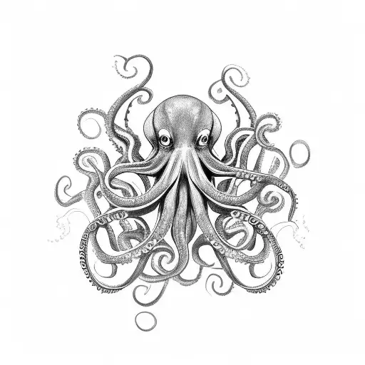 Octopus In Relzxed Position With Three Tentacles Twirled