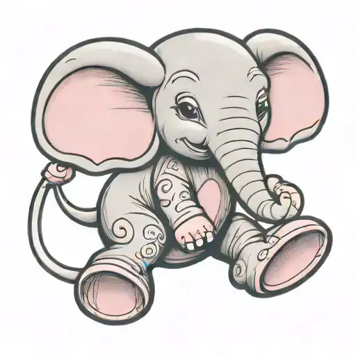 Pink Cartoon Elephant Stepping On A Little Cartoon Mouse